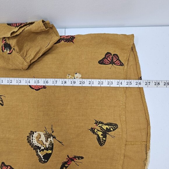 Viola Borghi Womens Linen Blouse Small Tan Boho Oversized Ethereal Baggy Relaxed - Picture 7 of 13